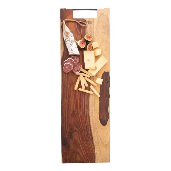 Pure Rose Wood Serveerplank Met Metalen Handgreep <br /> 69 x 20 x 2 cm