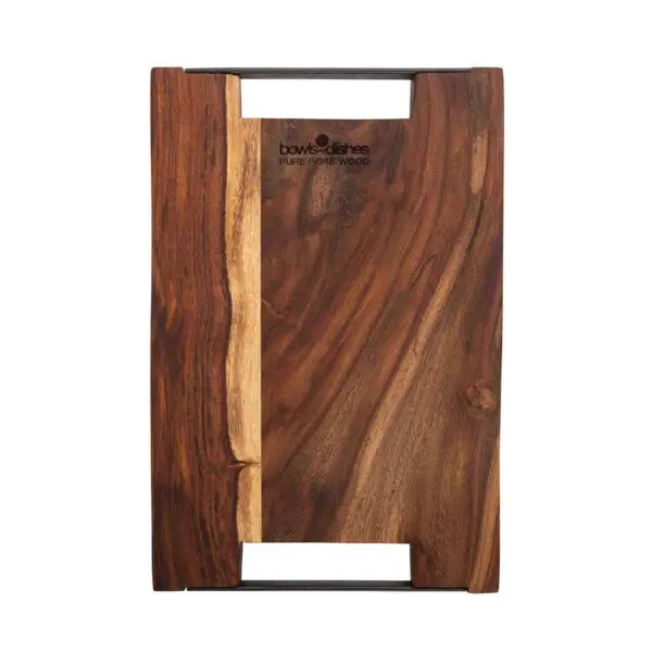 Pure Rose Wood Serveerplank Met 2 Metalen Handgrepen <br /> 30 x 20 x 4 cm - Afbeelding 2