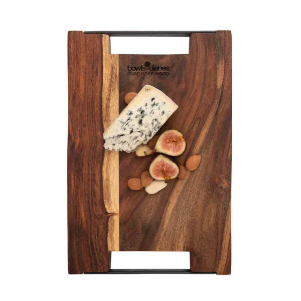 Pure Rose Wood Serveerplank Met 2 Metalen Handgrepen <br /> 30 x 20 x 4 cm