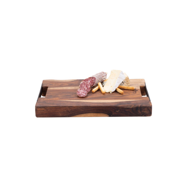 Pure Rose Wood Serveerplank Met 2 Metalen Handgrepen <br /> 35 x 25 x 4 cm - Afbeelding 2