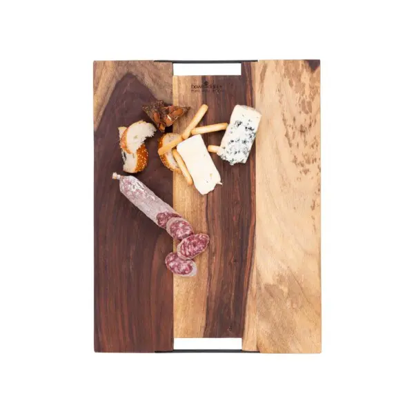 Pure Rose Wood Serveerplank Met 2 Metalen Handgrepen <br /> 45 x 35 x 4 cm