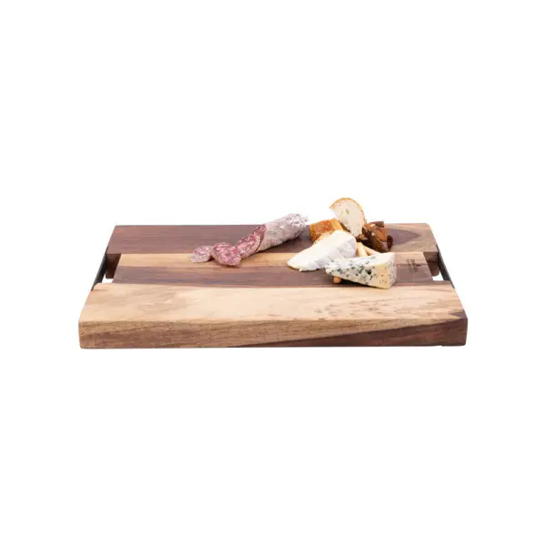 Pure Rose Wood Serveerplank Met 2 Metalen Handgrepen <br /> 45 x 35 x 4 cm - Afbeelding 2