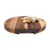 Pure Rose Wood Serveerplank Rond Met 2 Metalen Handgrepen <br /> Ø 39 x 4 cm - Afbeelding 2