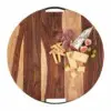 Pure Rose Wood Serveerplank Rond Met 2 Metalen Handgrepen <br /> Ø 49 x 4 cm