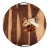 Pure Rose Wood Serveerplank Rond Met 2 Metalen Handgrepen <br /> Ø 59 x 4 cm