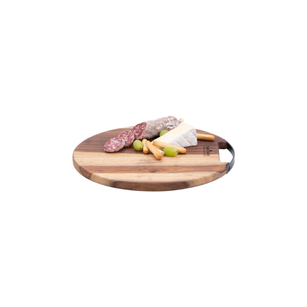 Pure Rose Wood Serveerplank Rond Met Metalen Handgreep <br /> Ø 25 x 2 cm - Afbeelding 3