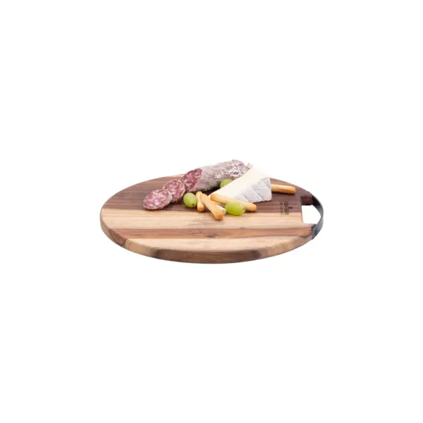 Pure Rose Wood Serveerplank Rond Met Metalen Handgreep <br /> Ø 35 x 2 cm - Afbeelding 2