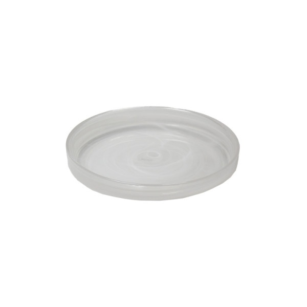 Bord opst. rand stapelbaar white swirl 16,2 cm