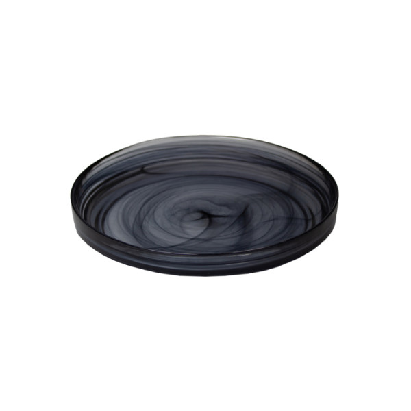 Bord opst. rand stapelbaar black swirl 20,5 cm