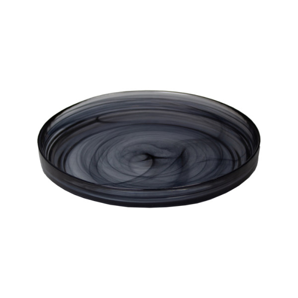 Bord opst. rand stapelbaar black swirl 25,4 cm