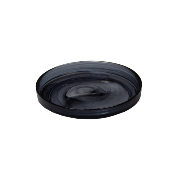 Bord opst. rand stapelbaar black swirl 16,2 cm