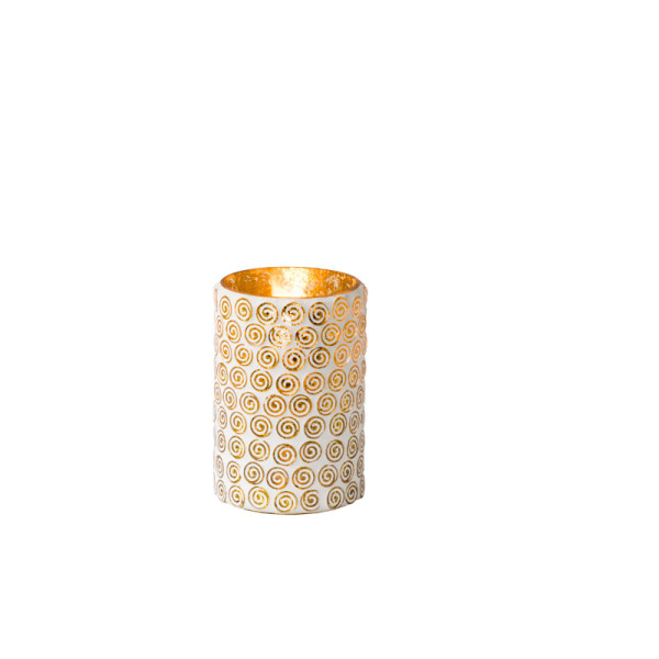 Lamphouder wit en gouden ring 7,5 x 12 cm