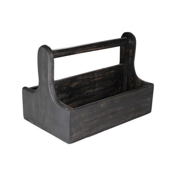 Tafelcaddy L mangohout zwart 25 x 16 x 18 cm