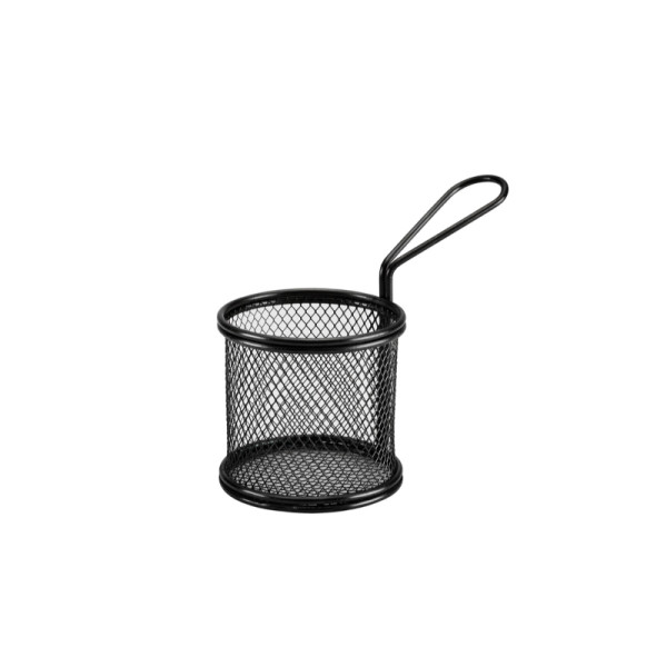 Draadmandje zwart rond Ø9,2 x 8,5cm met handvat