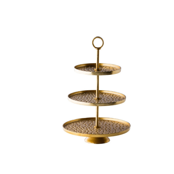 Gouden etagère 3-laags Ø30/25/20cm x47 cm