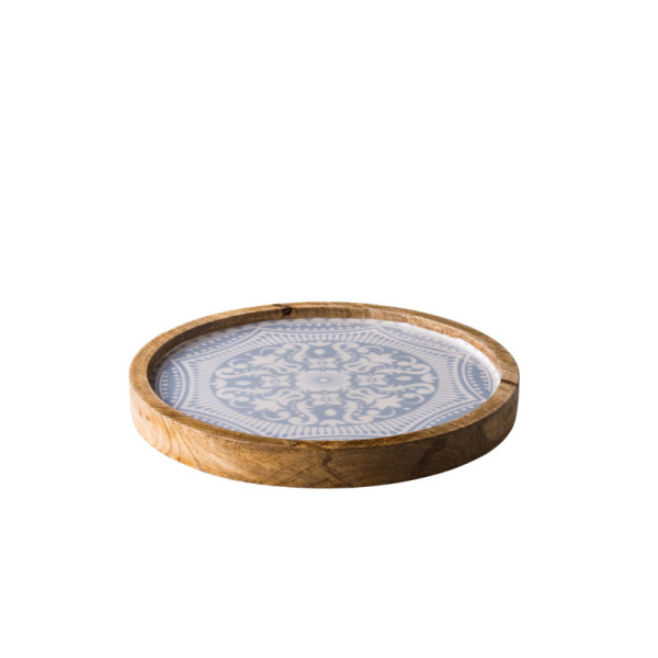 Marrakech bord licht mangohout blauw 25 cm