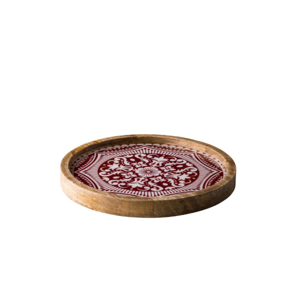 Marrakech bord mangohout rood 25 cm