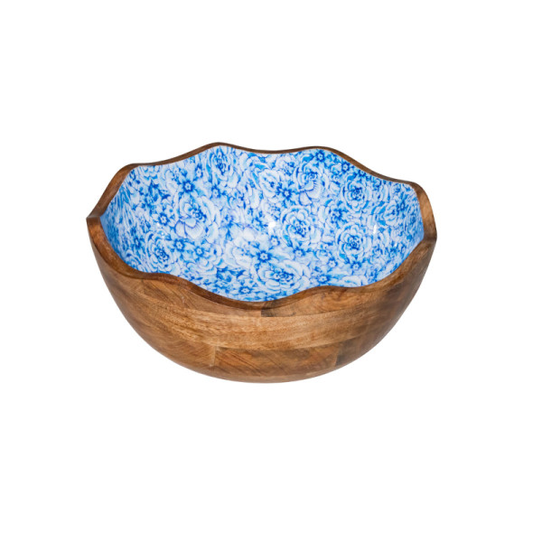 Kom Blauwe Bloem mangohout 30 x 11 cm