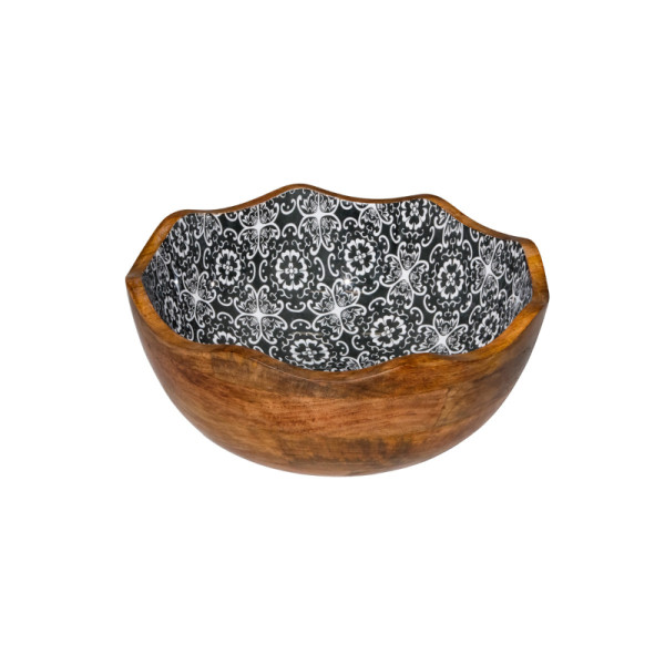 Kom Zwarte Bloem mangohout 30 x 11 cm