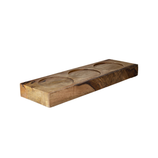 Buffet houder met 3 uitsparing mangohout 40 x 13 x 4 cm