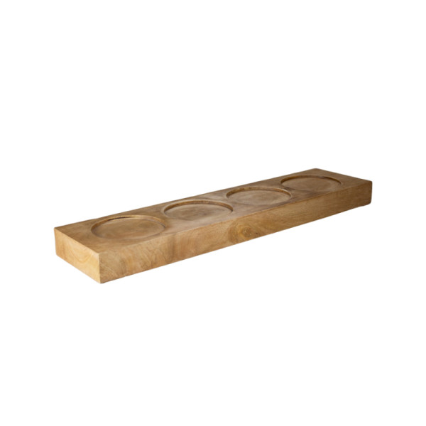 Buffet houder met 4 uitsparing mangohout 52.5 x 13 x 4 cm