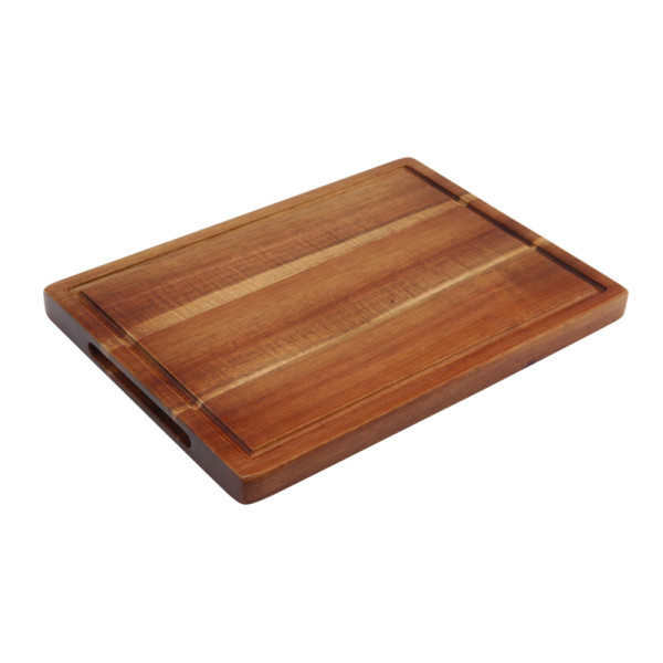 Acacia plank rechth. met inkeping 28 x 20 x 2 cm