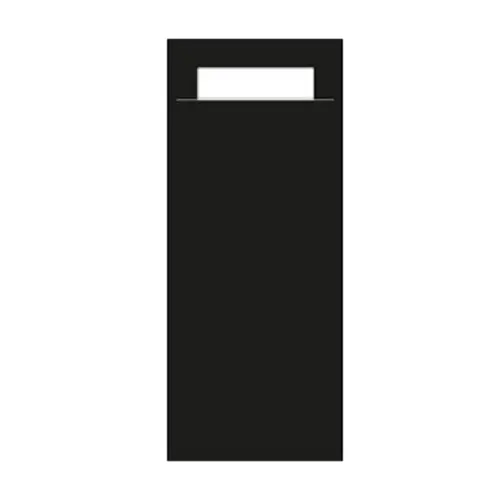 Gekleurd Bestekzakje <br /> Carbon + Wit 200 x 85 mm <br /> (per 1000)