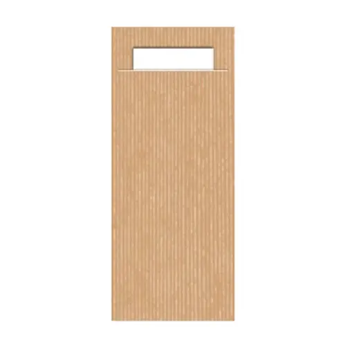 Gekleurd Bestekzakje <br /> Eco Bruin + Wit 200 x 85 mm <br /> (per 1000)