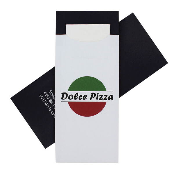 Bedrukt Bestekzakje <br /> (Eigen Logo) <br /> 200 x 85 mm <br /> (per 24.000 stuks)