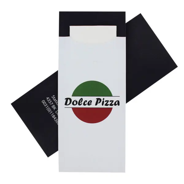 Bedrukt Bestekzakje <br /> (Eigen Logo) <br /> 200 x 85 mm <br /> (per 6000 stuks)