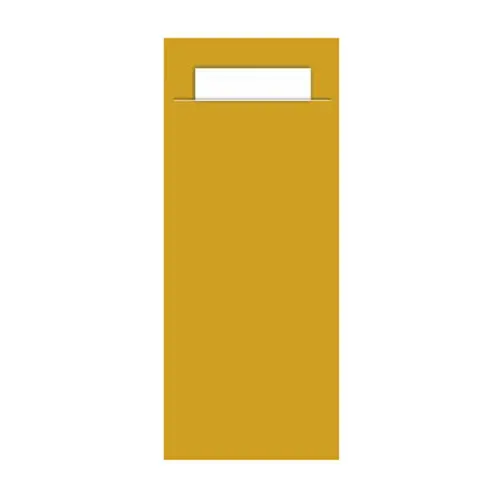 Gekleurd Bestekzakje <br /> Mustard + Wit 200 x 85 mm <br /> (per 1000)