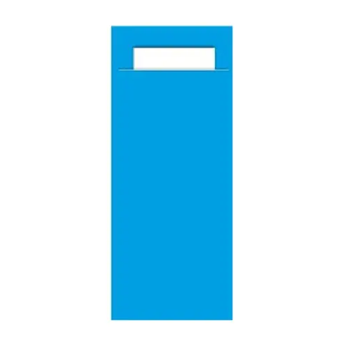 Gekleurd Bestekzakje <br /> Ocean + Wit 200 x 85 mm <br /> (per 1000)