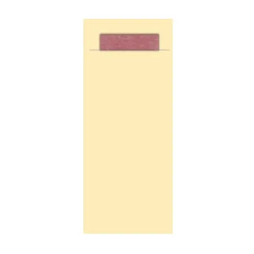 Gekleurd Bestekzakje <br /> Pale + Burgundy 200 x 85 mm <br /> (per 1000)