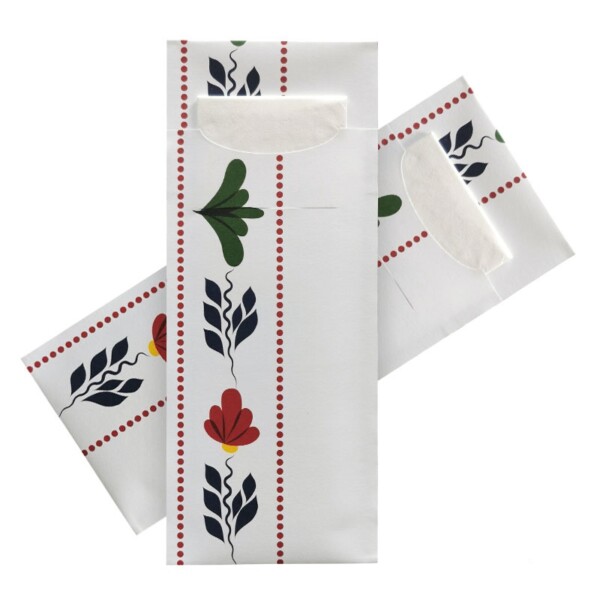 Standaard Bestekzakje <br /> Boerenbont 200 x 85 mm <br /> (per 3000 stuks)