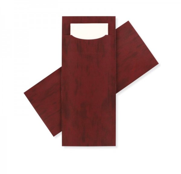 Standaard Bestekzakje <br /> Bordeauxrood 200 x 85 mm <br /> (per 3000 stuks)