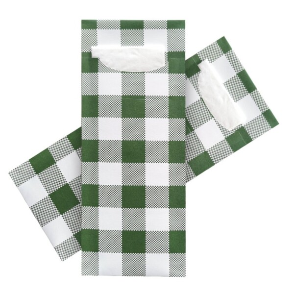 Standaard Bestekzakje <br /> Groen Ruit 200 x 85 mm <br /> (per 3000 stuks)