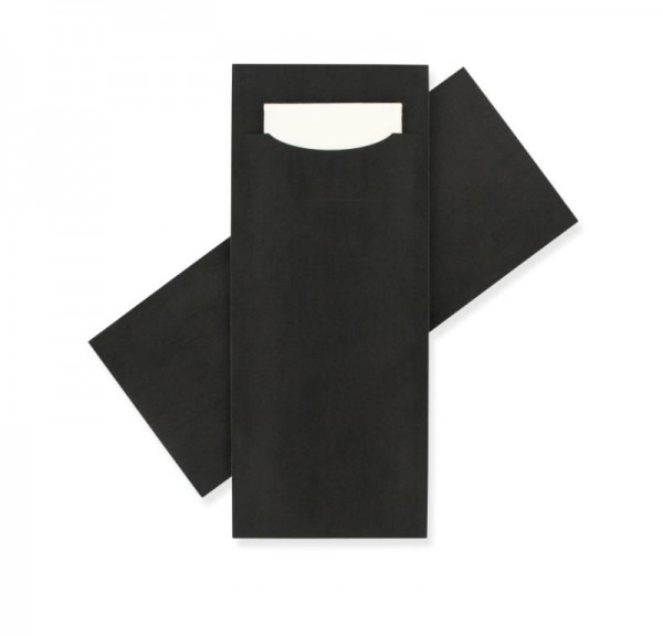 Standaard Bestekzakje <br /> Zwart 200 x 85 mm <br /> (per 3000 stuks)