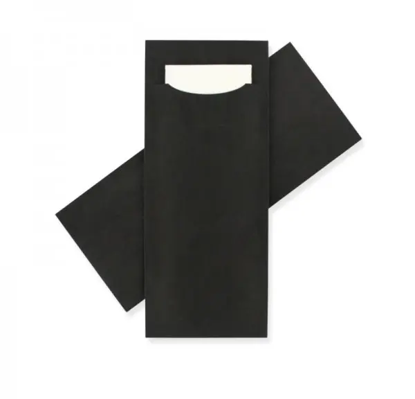 Standaard Bestekzakje <br /> Zwart 200 x 85 mm <br /> (per 3000 stuks)