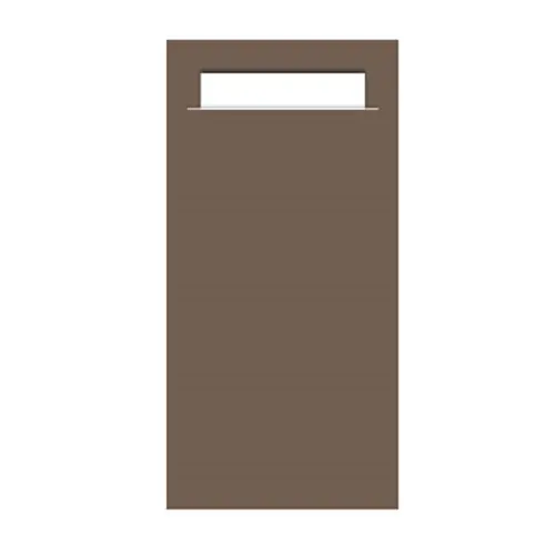 Gekleurd Bestekzakje <br /> Bruin + Wit 20 x 10 cm <br /> (per 1000)