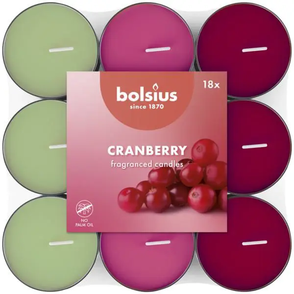 Bolsius Geurtheelicht 3,5 uur Cranberry (18 stuks)