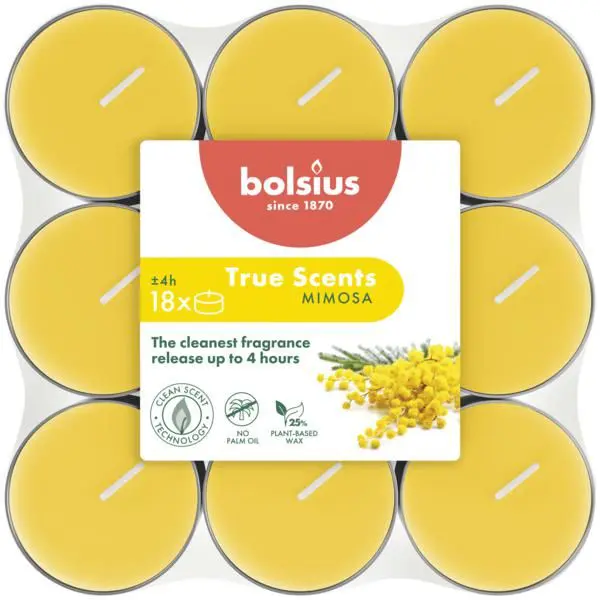Bolsius Geurtheelicht True Scents Mimosa (18 stuks)