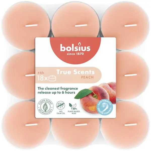 Bolsius Geurtheelicht 6u. True Scents Peach (18 stuks)