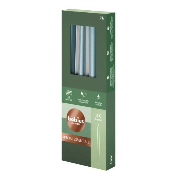 Bolsius Gotische Kaars Metallic Blue (4 stuks)