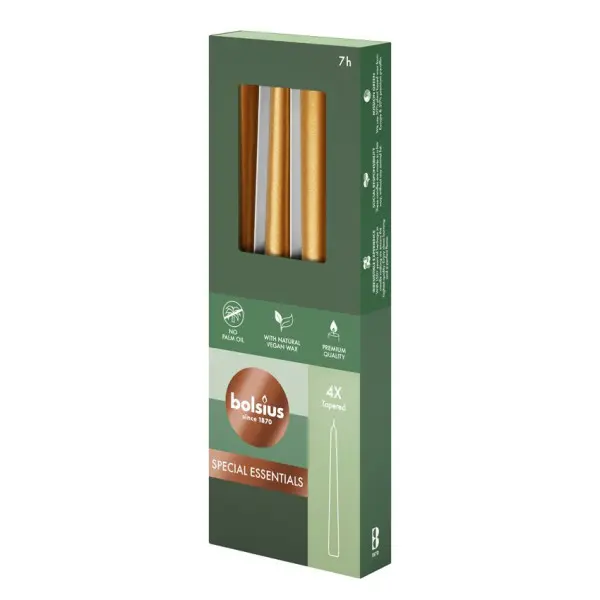 Bolsius Gotische Kaars Metallic Golden Orange (4 stuks)
