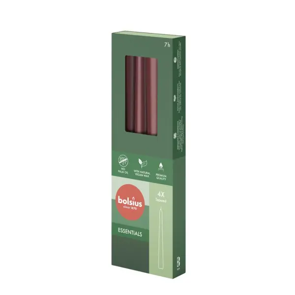 Bolsius Gotische Kaars Velvet Red (4 stuks)