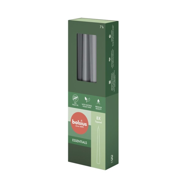 Bolsius Gotische Kaars Stormy Grey (8 stuks)