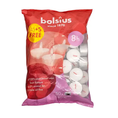 Bolsius Display 1/2 Pallet Duurzaam Theelicht 8-uur (50 stuks)