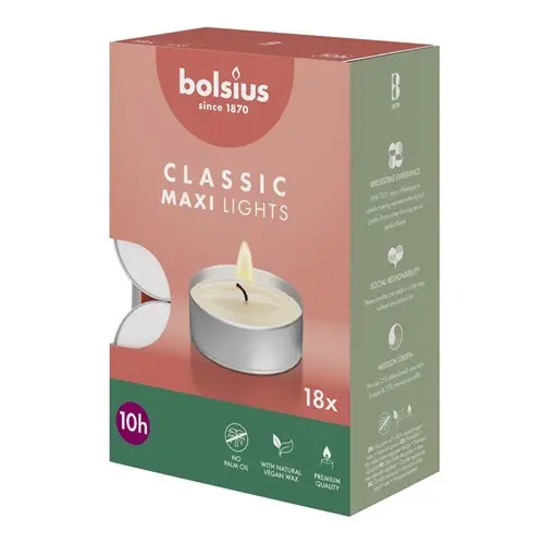 Bolsius Maxi-licht 10-uur (18 stuks)