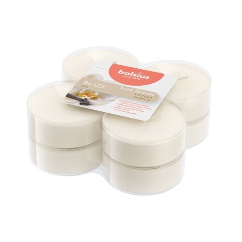Bolsius Geurtheelicht Maxi <br /> Clear Cup True Scents Vanilla (8 stuks)