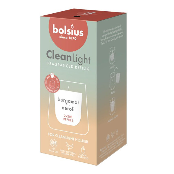 Bolsius Navulling Clean Light Bergamot & Neroli (2 stuks)